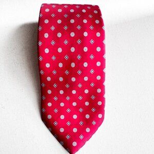 E Marinella Red Silk Blue Micro Geometric Print Silk Men's Tie